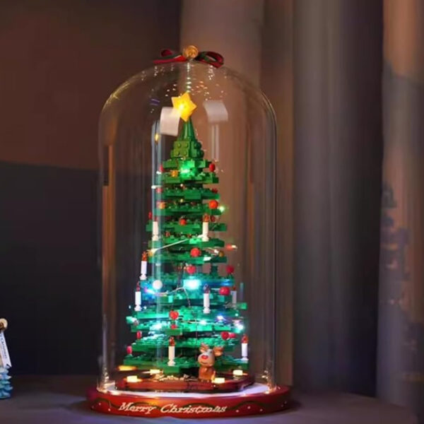 Vitrine en acrylique compatible avec Lego 40573 Arbre de Noël 40338 Modèle sous cloche de Noël Protection transparente anti-poussière Organisateur de collection Boîte de rangement (vitrine uniquement)