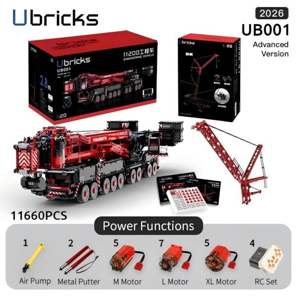 Ubricks UB001-1 E1001-1 Technic Liebherr LTM 11200 rouge avec moteur