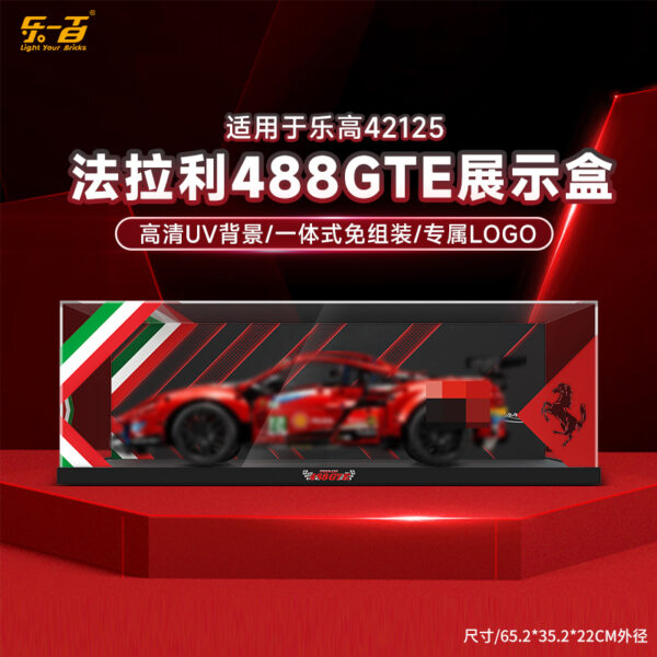 Vitrine en acrylique pour LEGO 42125 Ferrari 488 GTE «&nbsp;AF Corse #51&nbsp;» (Technic) (LEGO non inclus)