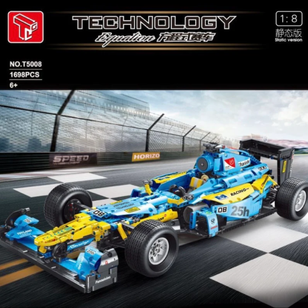 Voiture de F1 bleue TAIGAOLE à l’échelle 1:8 TECHNICIAN T5008 avec 1698 pièces