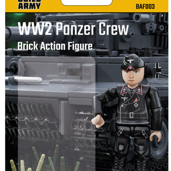 Figurine d’action en briques : équipage de char allemand de la Seconde Guerre mondiale (figurine centrale) BAF003