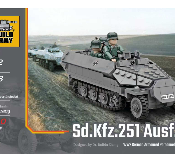 Construisez le modèle d’armée BA0251 Sd. Kfz. 251 Ausf.D (modèle en briques compatible LEGO)
